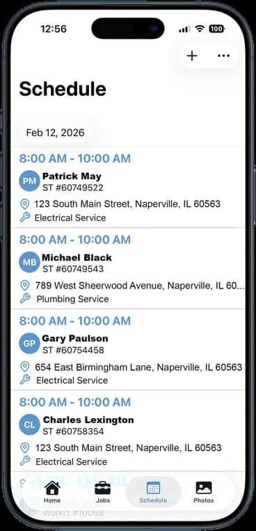 FieldOpsPro app — Daily schedule