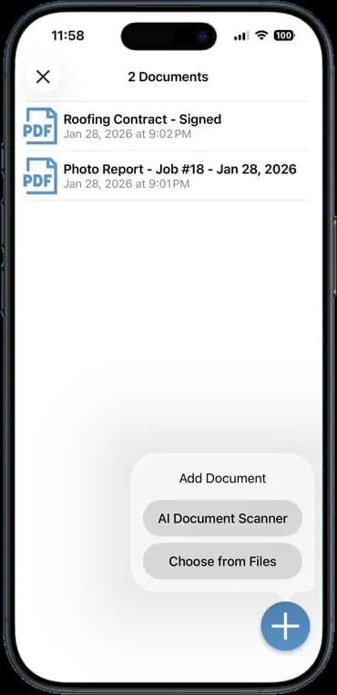 FieldOpsPro app — Job documents