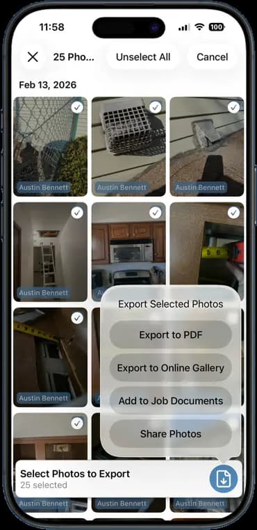 FieldOpsPro app — Photo exports
