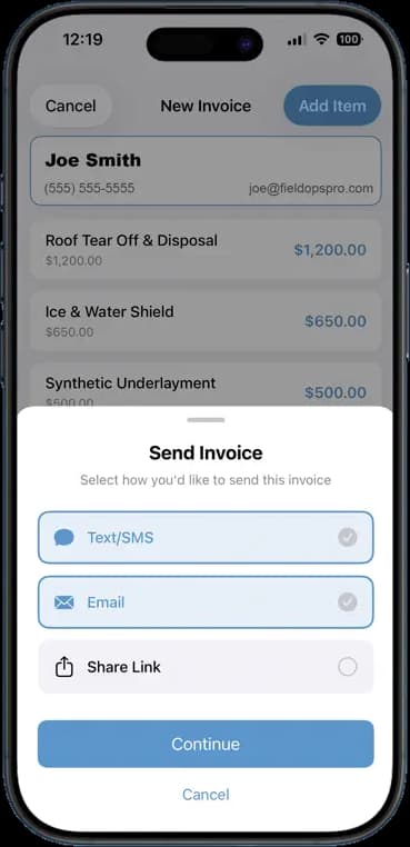 FieldOpsPro app — Invoicing