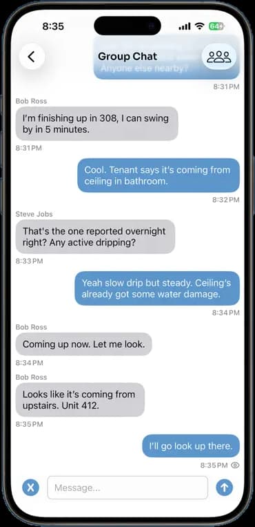 FieldOpsPro app — Team chat